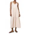 Apricot Bead Embellished Tiered Midi-dress In Stone In Neutral