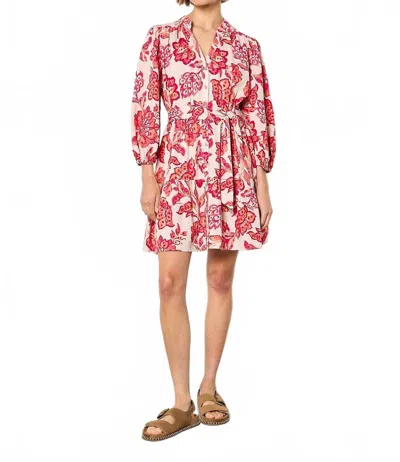Apricot Boho Painterly Sarsa Dress In Floral Print In Brown