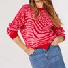 APRICOT BRIGHT CHUNKY ZEBRA SWEATER IN PINK