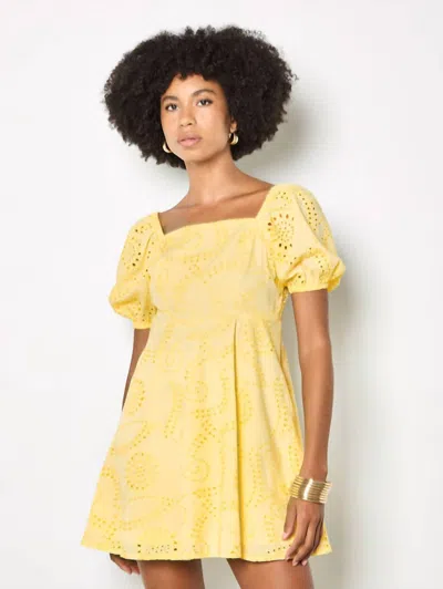 Apricot Broderie Tie Back Mini Dress In Yellow