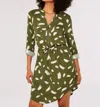 APRICOT BRUSH IT OFF DRESS IN OLIVE GREEN