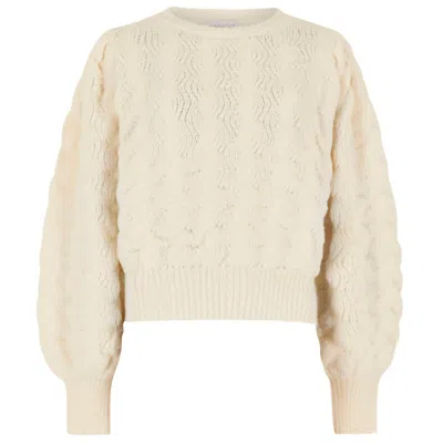 Apricot Bubble Pleat Sleeve Jumper In Cream In Beige