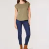 APRICOT BUTTON BACK TENCEL TEE IN SAGE