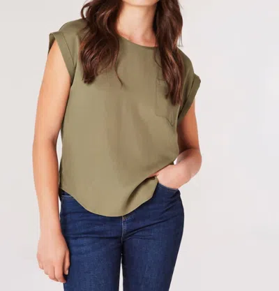 Apricot Button Back Tencel Tee In Sage In Green