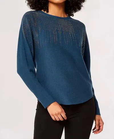 Apricot Chandelier Stud Batwing Sweater In Teal In Blue