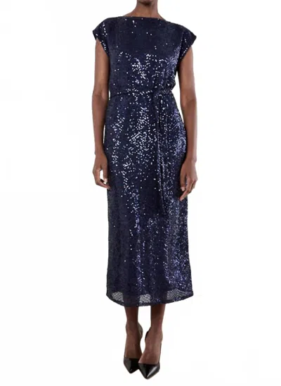 Apricot Chevron Sequin Maxi Dress In Navy In Blue