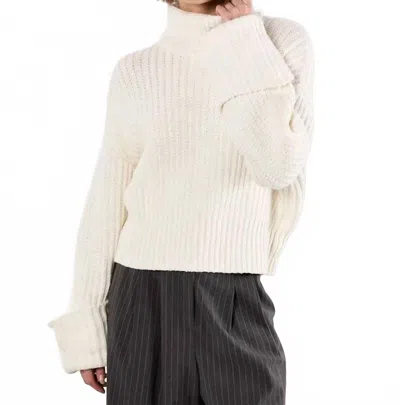 Apricot Chunky Knit Roll Neck Sweater In Cream In Animal Print