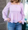 Apricot Cindy Chiffon Ruffle Smock Top In Lavender In Purple