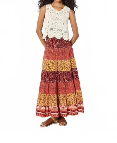 Apricot Circles Crochet Shell Top In Stone In White