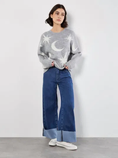 Apricot Constellation Long Sleeve Sweater In Grey In Gray