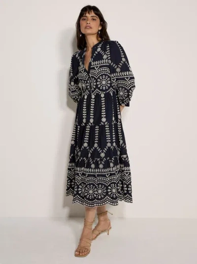 Apricot Contrast Broderie Anglaise Midi Dress In Multi