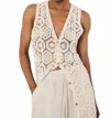 Apricot Crochet Longline Sleeveless Cardigan In Stone In White