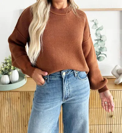 Apricot Cropped Drop Shoulder Sweater In Rust In Brown