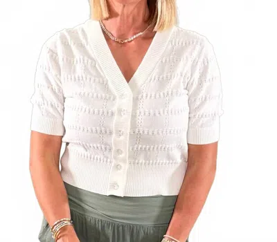 Apricot Cutesy Cropped Short Sleeve Cardigan In White