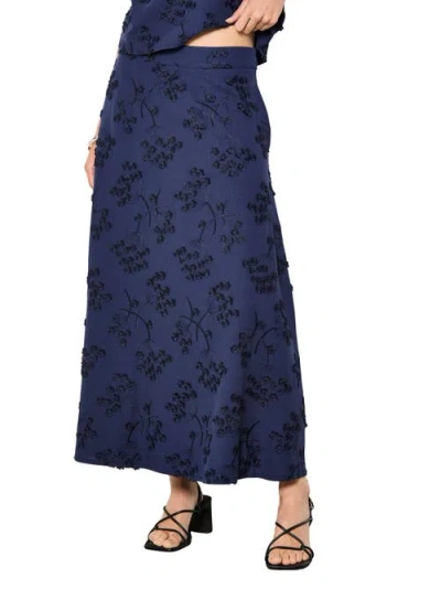 Apricot Dandellion Embroidered Skirt In Blue
