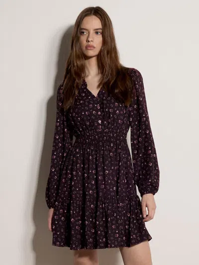 Apricot Ditsy Mini Dress In Burgundy