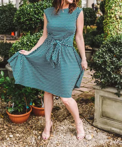 Apricot Ellipse Midi Dress In Green In Blue