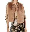 Apricot Eva Faux Fur Vest In Tan Brown In Multi