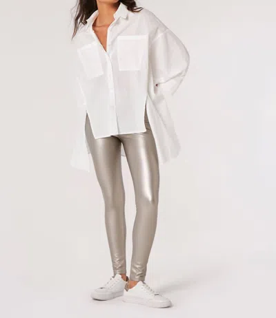 Apricot Faux Leather Leggings In Metallic Silver In Grey