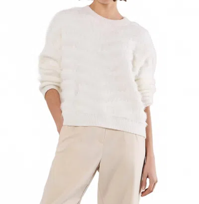 Apricot Fluffy Stripe Jumper Sweater In White