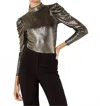 Apricot Foil Exaggerated Shoulder Top In Yellow In Metallic