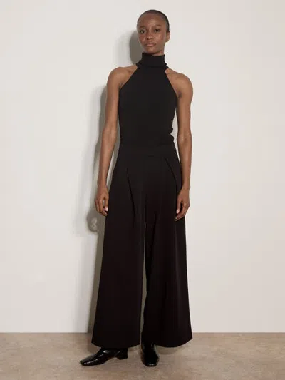 Apricot Folded Front Pleat Tailor Trouser In Black