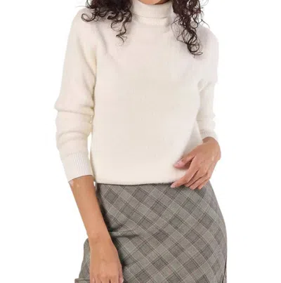 Apricot Fuzzy Reversible Mock Neck Jumper In Cream In White