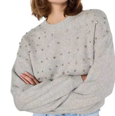 Apricot Gem Neckline Sweater In Grey