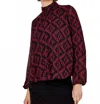 Apricot Geo Diamond Chiffon Blouse In Red In Brown