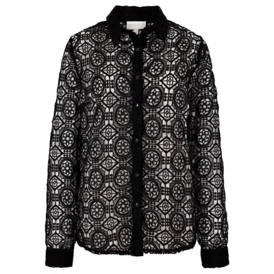 Apricot Geometric Guipure Lace Shirt In Black