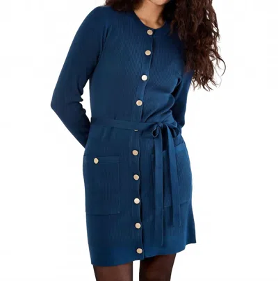 Apricot Gold Button Rib Mini Dress In Teal In Blue