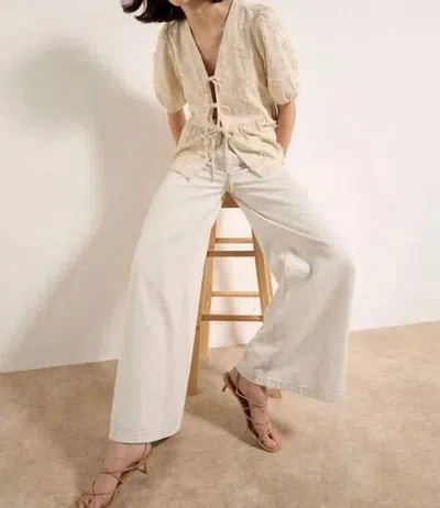 Apricot Grace Peplum Tie Top In Beige In Brown