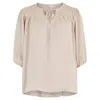APRICOT HAMMERED SATIN SMOCK DETAIL TOP IN SAND