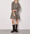 Apricot Heritage Check Ruffle Hem Mini Dress In Grey In Grey