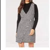 APRICOT HOUNDSTOOTH MINI DRESS IN BLACK