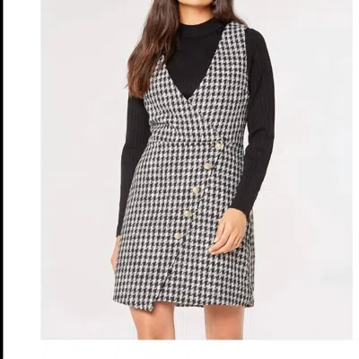 APRICOT HOUNDSTOOTH MINI DRESS IN BLACK