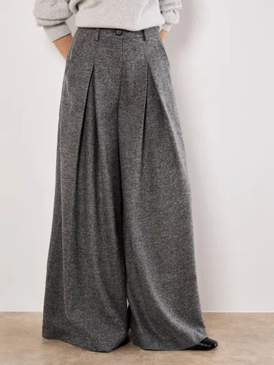 Apricot Invert Pleat Wide Leg Tailored Trouser In Grey In Multi