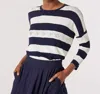 Apricot Jacquard White Stripe Box Sweater In Navy In Blue