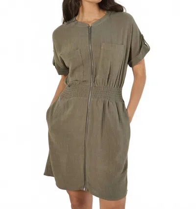 Apricot Jump In Utility Dress In Olive In Green