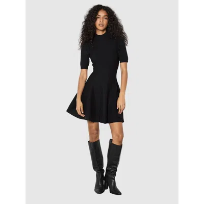 Apricot Knitted Fit Flare Mini Dress In Black