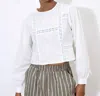 Apricot Lace Panel Embroidered Top In White In White