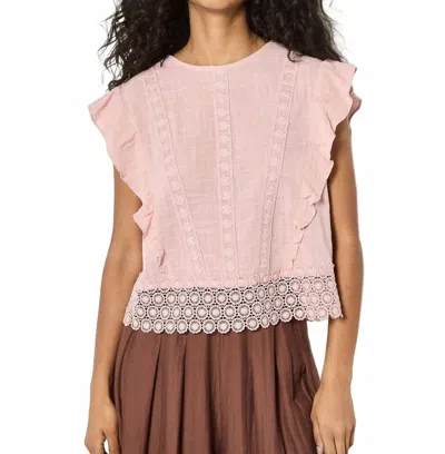 Apricot Lace Trim Frill Edge Top In Pink