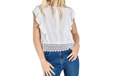 Apricot Lace Trim Frill Edge Top In White