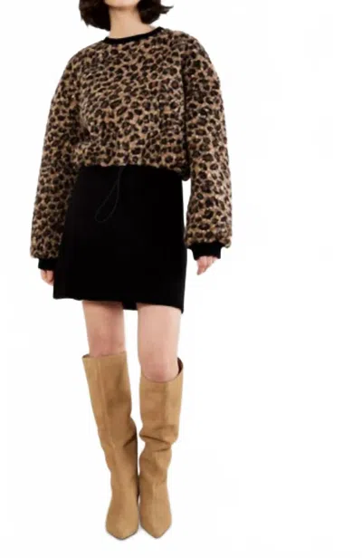 Apricot Leopard Boucle Jumper In Brown In Animal Print