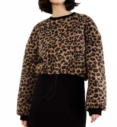 Apricot Leopard Boucle Tie Top In Brown In Multi