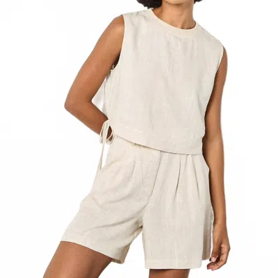 Apricot Linen Blend Crop Top In Stone In Neutral