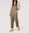 APRICOT LINEN BLEND RELAXED FIT DUNGAREES IN KHAKI