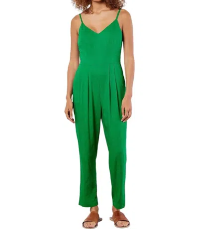 Apricot Linen Mix Pleat Detail Cami Jumpsuit In Green