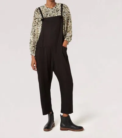 Apricot Linen Relaxed Jumpsuit In Black In Multi