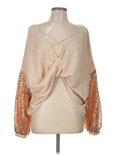 Pre-owned Apricot Long Sleeve Blouse In Brown